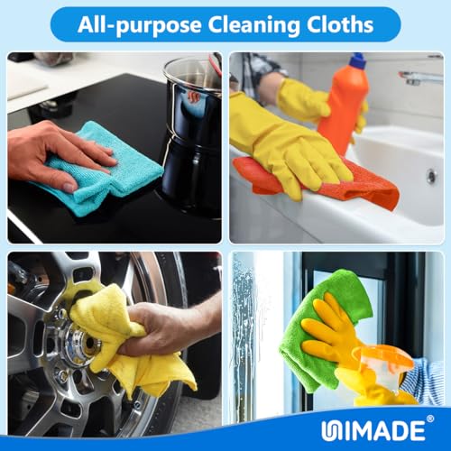 UNIMADE Microfiber Cleaning Cloth, 20 Pack Reusable Microfiber Towels - color: Multicolor, size: 20 Pack