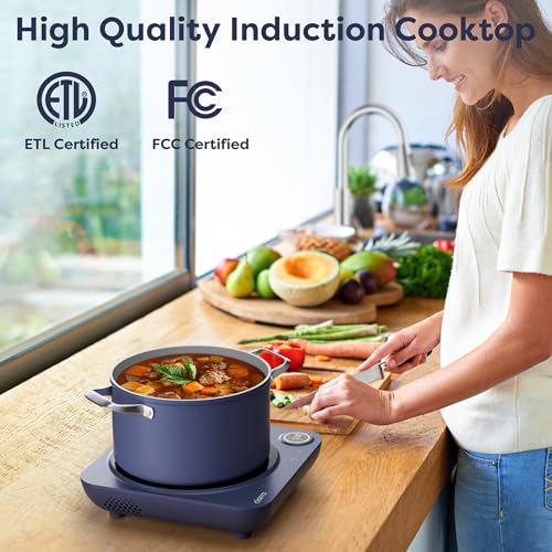 CIARRA CATIH1A-M Portable Induction Cooktop, Slim Single Electric Countertop Burner with Sensor Touch and Digital time, Blue - color: Blue