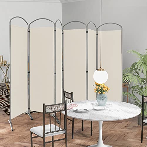 GIANTEX 6-Panel Folding Room Divider Privacy Screen, 130" x 74", Beige - color: Beige, size: 130"W x 74"H (6 Panel)