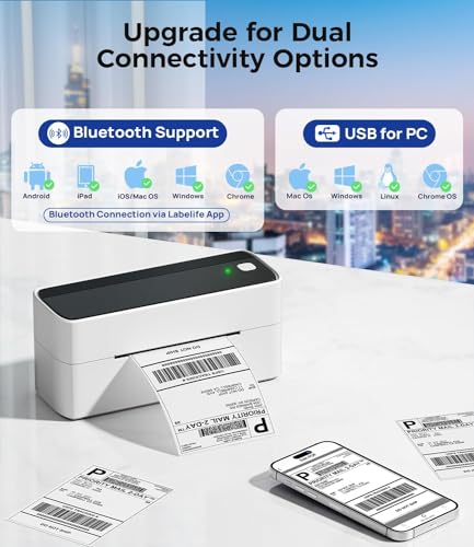 Phomemo Thermal Shipping Label Printer 241BT Black White - color: White