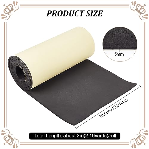 BENECREAT 78.7x12 inch Black Self-Adhesive EVA Foam Roll, 5mm Thick Sticky Upholstery Foam Sheets for Scrapbooking Crafts, Cosplay Model, Cushion Furniture, Gap Filling, Packing - color: Black, size: 5mm Thick