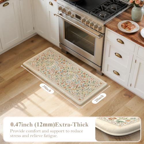 Collive Kitchen Mats Cushioned Anti Fatigue, Beige Kitchen Rug Sets - color: Beige, size: 20"W x 39"L