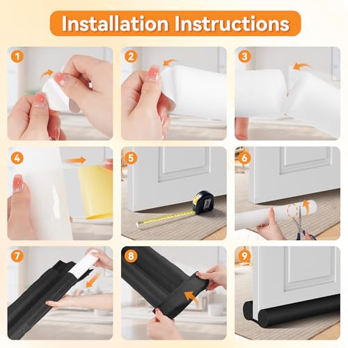 2 Pack Under Door Draft Stopper for Bottom of Door, Adjustable 30-36 Inch