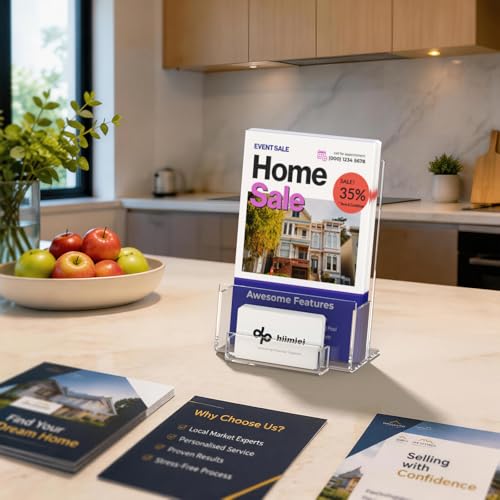 HIIMIEI Brochure and Business Card Holder: Acrylic Flyer Holder 5.5 x 8.5 - size: 5.5x8.5