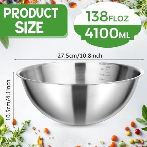 Honeydak 6 Pcs 304 Stainless Steel Mixing Bowls with Graduations, 54 oz - size: 54 oz