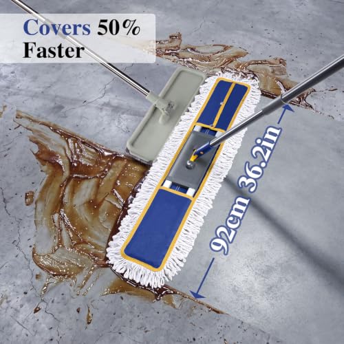 Masthome 36" Commercial Dust Mop, Large Microfiber Mops for Floor Cleaning - color: Blue Large