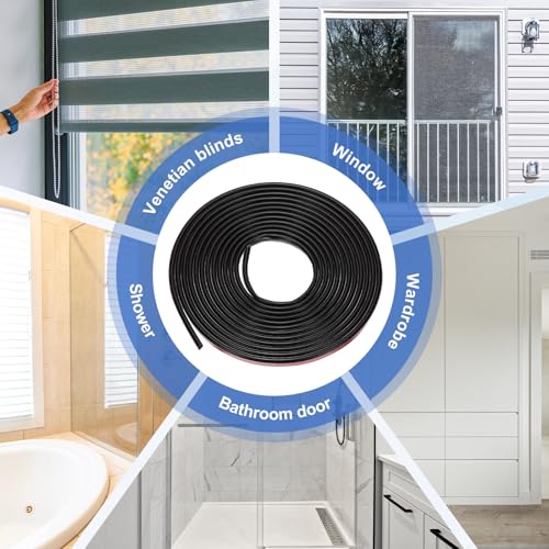 uxcell Weather Stripping Silicone Self-Adhesive Black 24.6 ft 2Pcs - color: Black, size: 24.6 ft