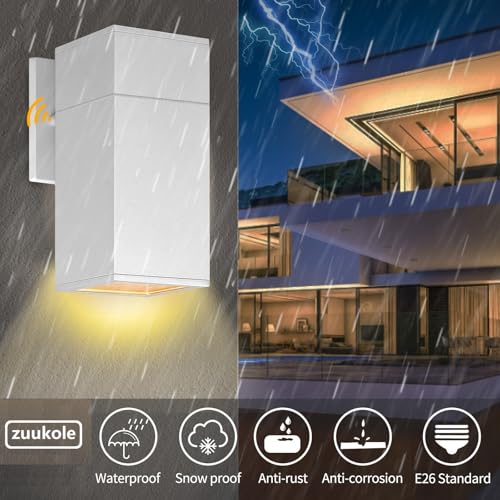 Dusk to Dawn Exterior Porch Light, Waterproof Outdoor Lighting - color: Rectangle (White A-Dusk to Dawn)