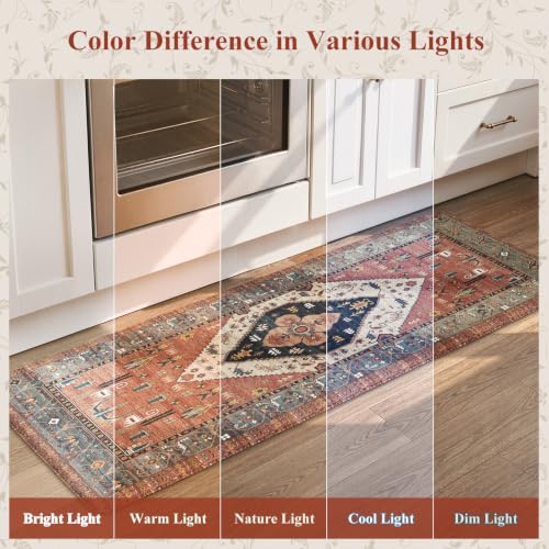 KIMODE Farmhouse Kitchen Mats, Anti Fatigue Kitchen Rugs Sets of 2 Red - color: Red Floral, size: 17.3" x 47 "+ 17.3" x 29 "--0.47 inches