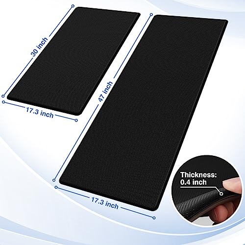 StepRite Kitchen Mats for Floor, 2-Piece Anti-Fatigue Kitchen Rugs, Black - color: Black, size: 17.3" x 30"+17.3" x 47"-0.4 inch