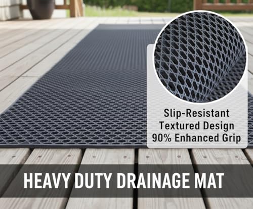 PVC Drainage Floor Mat Non-Slip Commercial Wet Area Mat for Outdoor and Indoor Restaurant Kitchen Bar Swimming Pool Splash Matting Water Drain Flooring Mat (Black, 3FTX16.4FT) - color: Black, size: 3x16.4FT