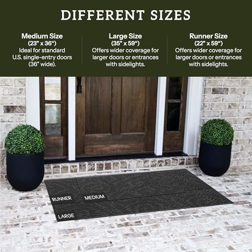 WaterHog Boxwood Front Door Mat Indoor Outdoor Entrance, All-Weather Mats - color: Charcoal, size: Runner 22"x59" (2’x5’)