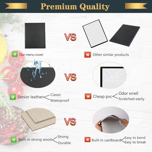 Leather Menu Holder Water Proof Dinner Menu Cover Holder for Restaurant,Hotel,Bar,Cocktails Menu Covers (1, 8.5 x 11 inch (4 Views/ 1 Pack)) - size: 8.5 x 11 inch (4 views/ 1 pack)