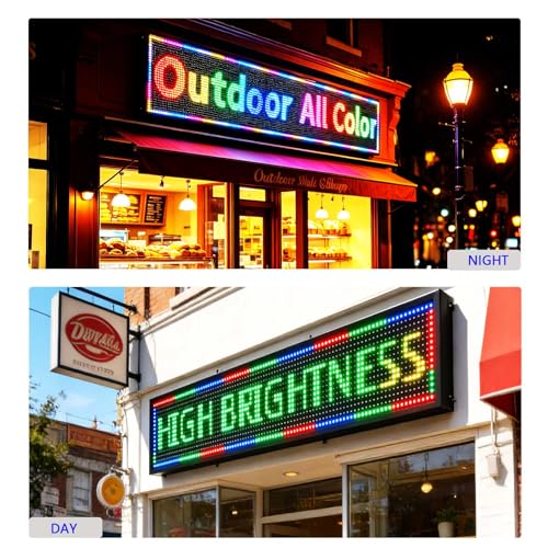 HS Led sign Outdoor Digital Programmable Open Neon Scrolling P10 77''x14'' - size: P10 77''X14''