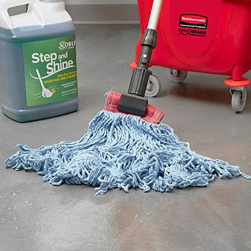 Rubbermaid Commercial Products Super Stitch Large 24 OZ Blend Wet Mop, 5" Headband, Blue, for General Purpose Cleaning of Hard Floors Including Hardwood/Tile/Concrete