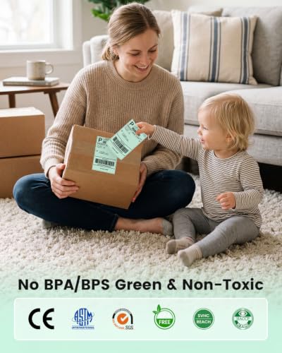 Phomemo 4x6 Green Thermal Label, Shipping Labels Pack of 250 4x6 Roll Labels, Compatible with Phomemo, Zebra, Rollo, Jadens and Other Thermal Printers - color: Green-250