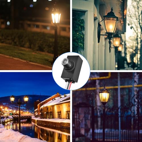 2Pcs Hard-Wired Post Eye Light Control Sensor, 100-277V Auto On/Off
