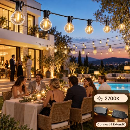 RTTY 100FT Outdoor String Lights, Waterproof 50+2 LED Bulbs Patio Light - size: 100FT