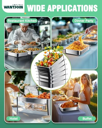 WantJoin Stainless Steel Steam Table Hotel Pan Set 1/2 Size 2.5 Inch 6 Pack - color: 2.5" Deep, size: 1/2 Size Thickened