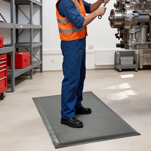 Anti Fatigue Mats Industrial 3' x 7' 15/16" Thick Ergonomic Standing Mat Commercial Heavy Duty Diamond Plate Shop Floor Mat Helps Relieve Back and Leg Soreness - size: 3' x 7'