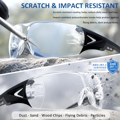 TBET Clear Safety Glasses Bulk for Men, ANSI Z87.1& UV Protection Glasses - color: Black