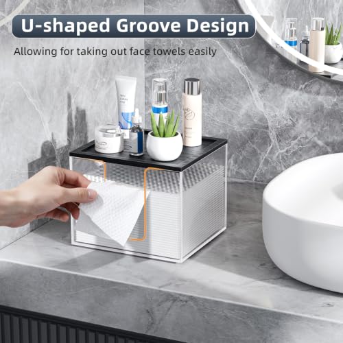Acrylic Disposable Face Towel Holder Container for Clean Skin Club, Clear - color: Clear