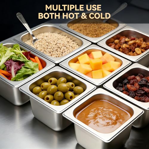 Dyna-Living Hotel Pans 1/6 Size 6 Inch Deep Food Pan 6 Pack Steam Table Pan - color: Without Lids, size: 6 Inch Deep
