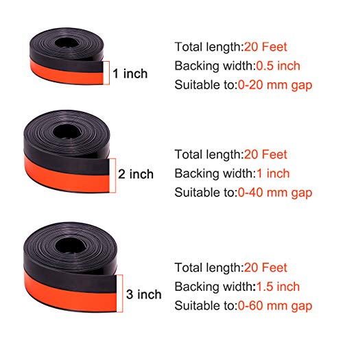 TORRAMI Silicone Weather Stripping, 2 in x 20 ft, Black Door Seal - color: Black, size: 2inch