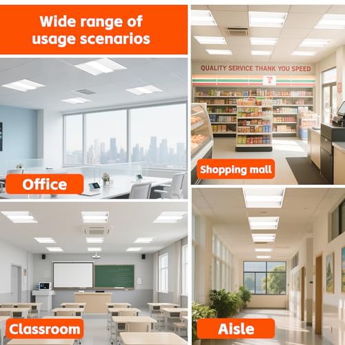 OKQ 24Pack2x2 LED Troffer Center Basket Panel,5Color Tunable 3500K/4000K/5000K, Watt Adjustable, 30W/35W/40W-Up to 6000Lumens,0-10V Dimmable Recessed Back-Lit Drop Ceiling Light,ETL Qualified - size: 2X2 24Pack