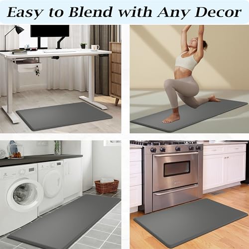 Artnice 0.75" Thick Anti Fatigue Kitchen Mats, Memory Foam Kitchen Rugs - color: Grey, size: 47.2"L x 20"W x 0.8"Th