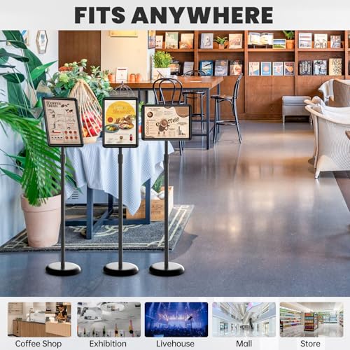 Sign Holder Stand, 8.5x11 Sign Stand for Display, 2-Pack, Black - size: 8.5*11 Chamfer 2Pack