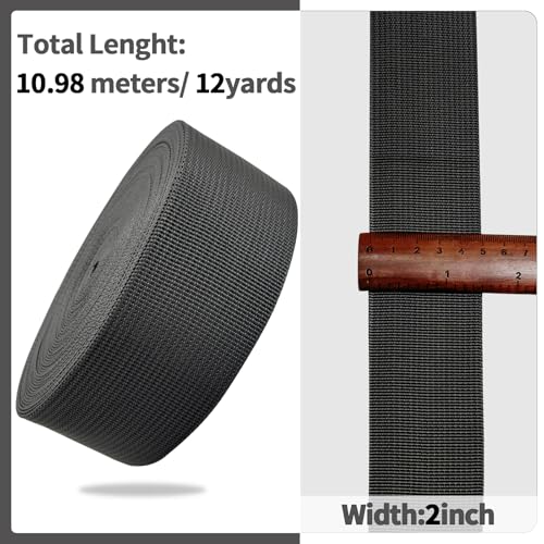 2" Dark Gray Wide Webbing Straps 12yd for Lawn Chair,Bag &Sewing - color: Dark Gray 22