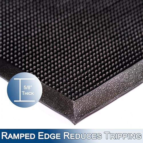 Durable Heavy Duty Rubber Fingertip Outdoor Entrance Mat 36" x 60", Black - size: 3' x 5' (Rectangular)