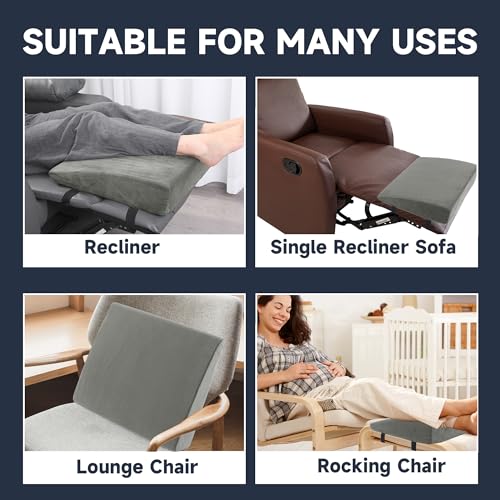 MABOZOO Wedge Recliner Leg Pillow, Foam Extra Large Foot Rest Cushion with Adjustable Straps, Recliner Footrest Extender Leg Elevation Pillow Wedge Pillow for Recliner, Bed, Sofa, Couch (Gray) - color: Gray