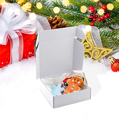 Cardboard Boxes Shipping Boxes,15 Pack Recyclable Corrugated Cardboard Box Small Mailing Storage Gift Boxes for Shipping, Mailing, Gifts Packaging, 6x6x2" (White) - color: White