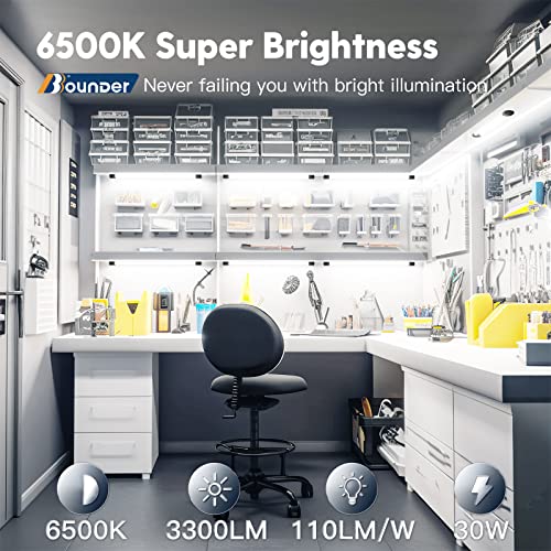 BBOUNDER 4Pack 3FT LED Shop Light, 65000K, 3300LM, Linkable for Garage - color: Black, size: 3ft