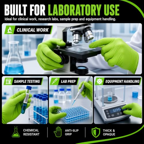 8 Mil Green Nitrile Gloves, Disposable Gloves, 100 Count - size: Large