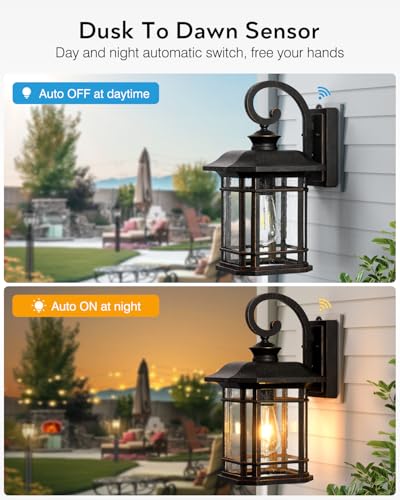 VIANIS 16.7" Large Bronze Porch Lights, Dusk to Dawn Outdoor Lighting - color: Oil-Rubbed Bronze, size: 16.7 in Large Dusk to Dawn 1 Pack