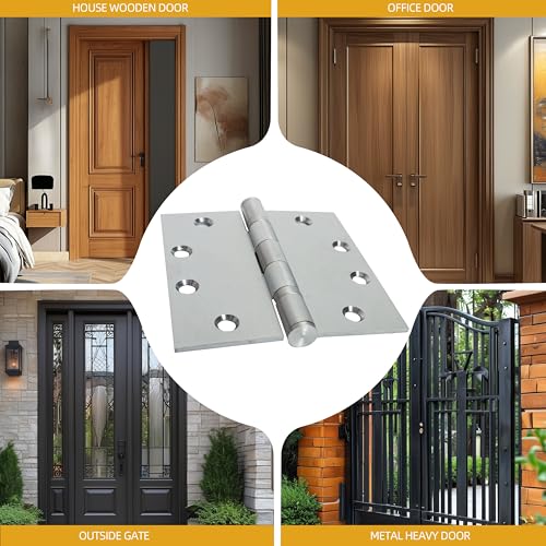 4.5 inch X 4.5 inch Heavy Duty Commercial Door Hinge - color: Silver, size: 4.5in X 4.5in