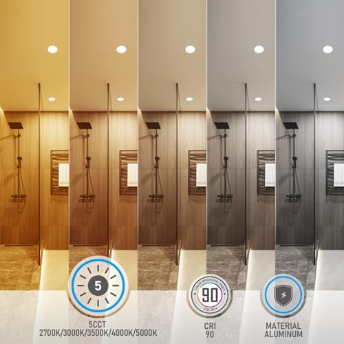 TORCHSTAR 8-Pack 5CCT 6 Inch Slim LED Recessed Lights, Anti-Glare, Aluminum