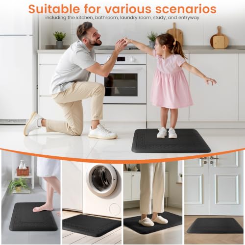 4/5 Inch Thicker Kitchen Mats Anti Fatigue Comfort Mat Standing Desk Rugs - color: Black, size: 28"L x 17"W x 0.8"Th