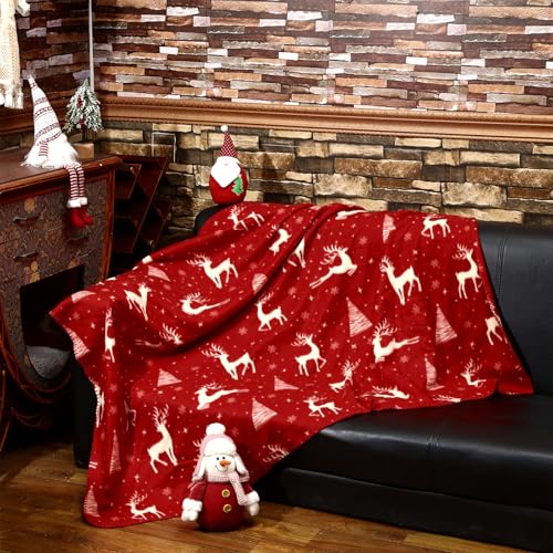 Preboun 24 Pack Bulk Christmas Fleece Throw Blankets, Deer - style: Deer
