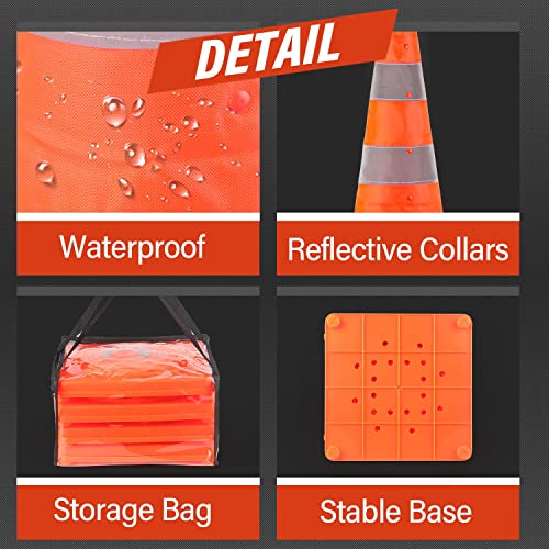 RoadHero 28 Inch 2 Pack Collapsible Traffic Safety Cones with Bag,Orange - size: 28 Inch