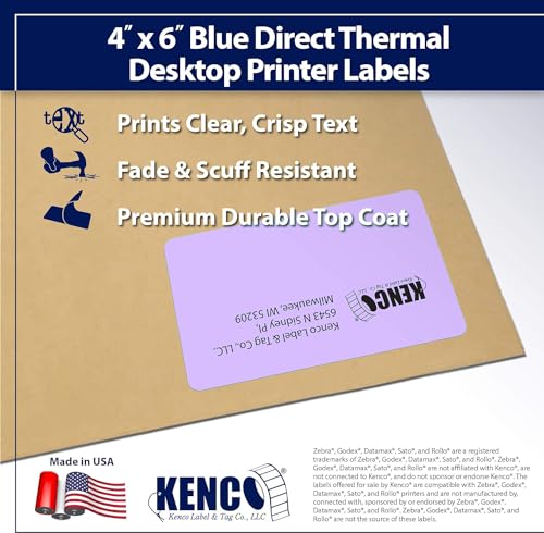 4" X 6" Direct Thermal Perforated Stickers Labels for Shipping Labels, Inventory, and Color Coding - 1000 Per Roll, 3" Core - Compatible with Zebra, Datamax, Sato, More - color: Purple, size: 1 Pack 1,000 Labels