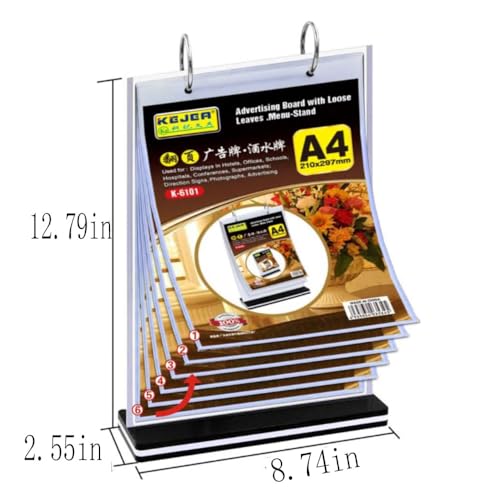 KAFENDA Acrylic Sign Stand 8.5 x 11 T-Shaped Double-Sided Card Display Stand, Flipping Binder