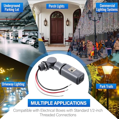 2 Pack Photocell Sensor for Outdoor Light, 120-277VAC Swivel PhotoCell