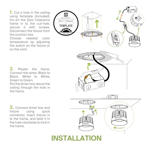 ASD 6 Inch Trimless LED Recessed Ceiling Light Fixture, Mud-in Canless Downlight with Junction Box, 5CCT Selectable 2700K-5000K, 24W 2075 Lumens, CRI90+, Anti-Glare, Dimmable, IC & Wet Rated, ETL - color: White 1 Pack, size: 6" 24 Watt