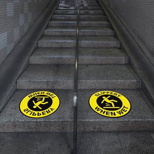 Slippery When Wet Stickers 12 Inch Self-Adhesive Removable Vinyl Caution Wet Floor Safety Signs Waterproof Warning Decals for Indoor Outdoor 10 PCS (Pack of 2) - size: 12 Inch (Pack of 2)
