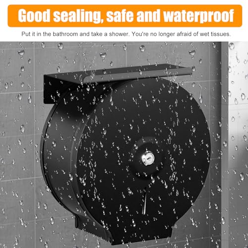 1Pcs Commercial Jumbo Toilet Paper Dispenser, 9in/22.9cm Roll - color: 1pcs Black With Shelf
