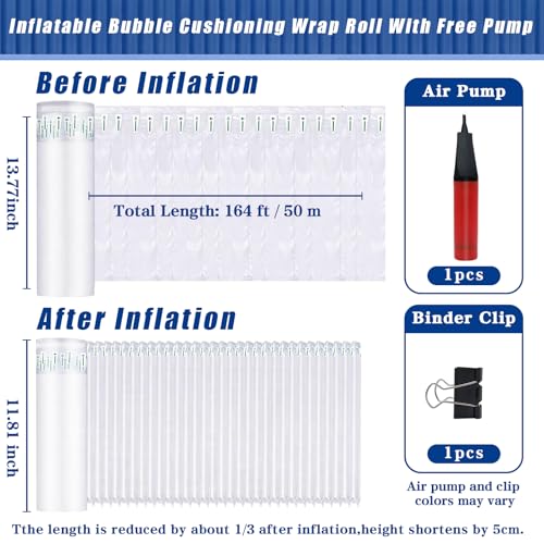 Extra Thick Bubble Wrap,13.77” x 164 ft Air Pillows For Shipping - size: 13.77inch x 164ft